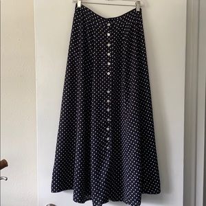Long polka dot navy skirt